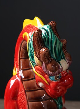 国潮新中式陶瓷龙客厅家居摆件办公室桌面祥龙鲤鱼跃龙门乔迁礼品