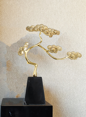 速发件中式迎奢松摆新铜 软装饰品玄关电视柜家居客厅书房轻客工