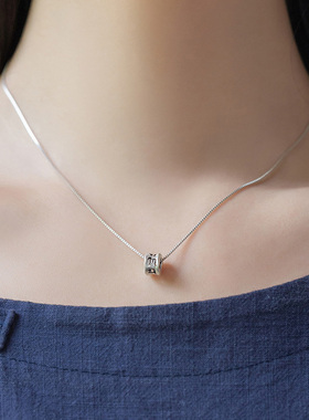 一念纯银六字真言项链简约锁骨链大明文女款短项链转运男情侣礼物