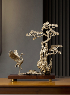 速发迎客松摆件新艺式客厅仙鹤乔迁办居礼品玄关酒柜新公室装饰工