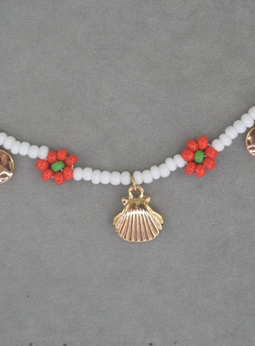 极速RA 白色 花 贝壳 短款 项链