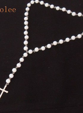 时尚男士项链女吊坠帅十字黑珠女款帅潮流百搭潮另类欧美长版霸气