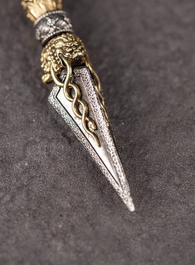 藏式黄铜普巴金刚杵吊坠随身法器男女项链降魔杵金刚橛民族风挂件