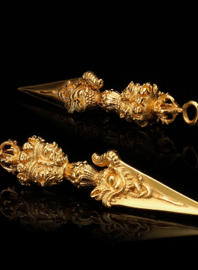 尼泊尔纯铜金刚橛金刚杵降魔杵吊坠头西藏挂项链平安精致纳财配饰