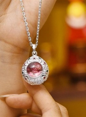 s925纯银金轮嘎乌盒吊坠藏式民族风项链银镀金可打开情侣镂空吊坠