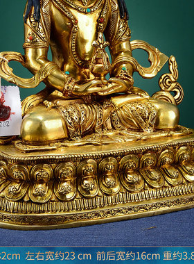藏村尼泊尔手工常寿佛鎏金彩珠镶嵌铜像长寿佛居家桌面摆件10寸