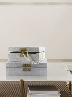 速发新中式样板房间卧带梳妆台售楼收家居软装饰品处纳盒室扣摆件