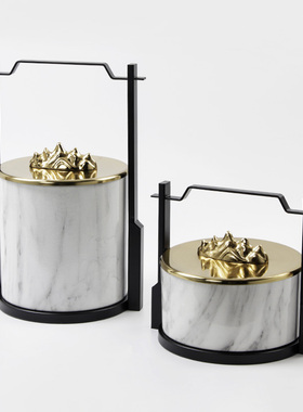 速发意创新中式金属储物罐摆提客厅酒柜件盒摆设样板房间轻奢软装