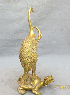 速发纯铜龟鹤铜龙龟仙摆 家居客厅装饰工艺品 饰高6