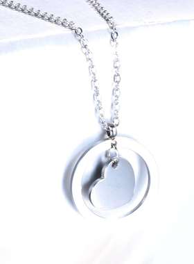 304 Stainless Steel 26 Letters Round Love Initial Necklace N