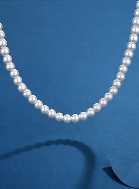 Pearl Necklace Men Simple Handmade Strand Bead Necklace  New
