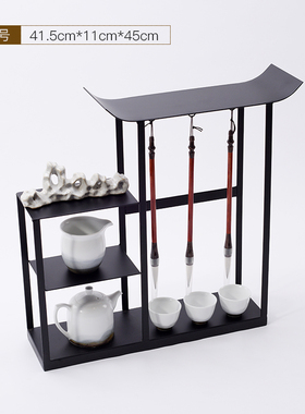 新中式书房摆件铁艺笔挂工艺品样板房间玄关书桌金属毛笔架装饰品