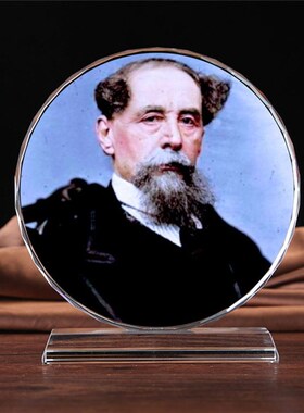 英国作家狄更斯画像珍藏礼品水晶模型摆件工艺品书房摆设人偶装饰