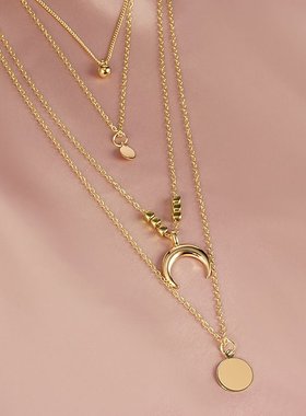 2020 Collier Chain Necklace Multilayer Moon Alloy Metal Di