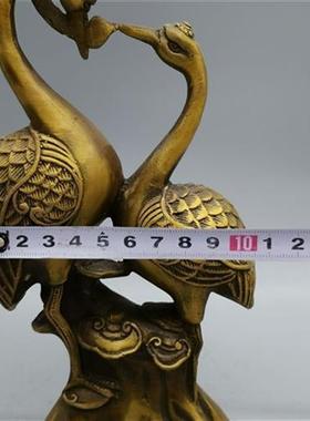 极速古玩铜器收藏纯铜仙鹤摆件铜如意百年好合如意吉祥家居饰品摆