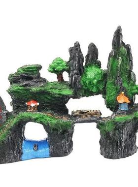 。布景小型鱼池摆件假山石鱼缸水底石头造景石水族箱躲模具花园装