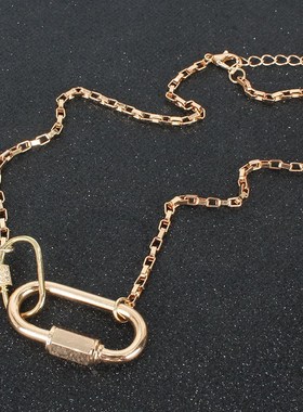 欧美跨境简约双层登山扣合金项链配饰  复古几何吊坠项饰女 14720