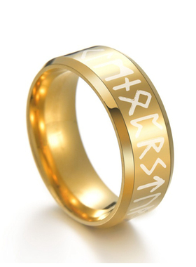 AsJerlya Men Ring Stainless Steel Fashion Style MEN Double L