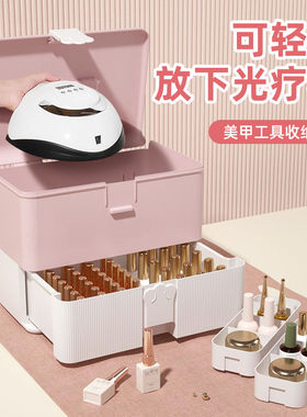 好货美甲工具箱大容量可放光疗机指甲油胶手提式多层收纳盒美甲师