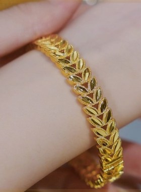 合金手镯  麦穗 典雅设计感时尚麦穗精美卡扣手镯百搭轻奢古法