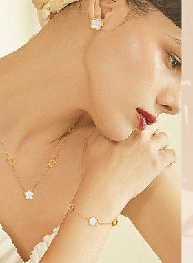 White Shell Flower Stainless Steel Jewelry Sets For Women