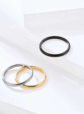 2mm wide simple tungsten steel tail ring temperament couple