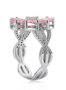 Valori Jewels Magnolia Flower Ring, 4 Ct Zircon Pink Pear Ge