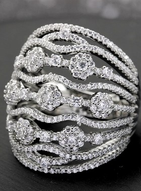 NEW rendy 8 Rows Flowers Bold Statement Ring for Women Cubic