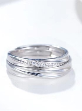 S925纯银情侣戒指可调节莫比乌斯指环简约男女单戒开口戒免费刻字