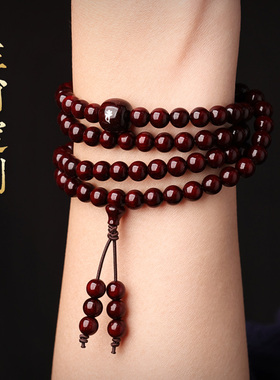 印度小叶紫檀手串108颗佛珠男士本命年新款情侣属虎的礼物手链女