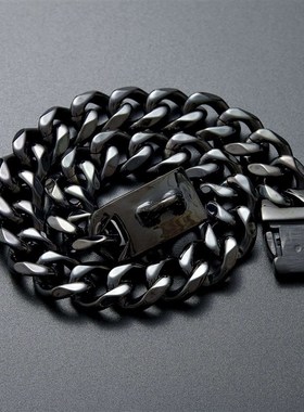 19mm black dog chain stainless steel titanium steel six-side