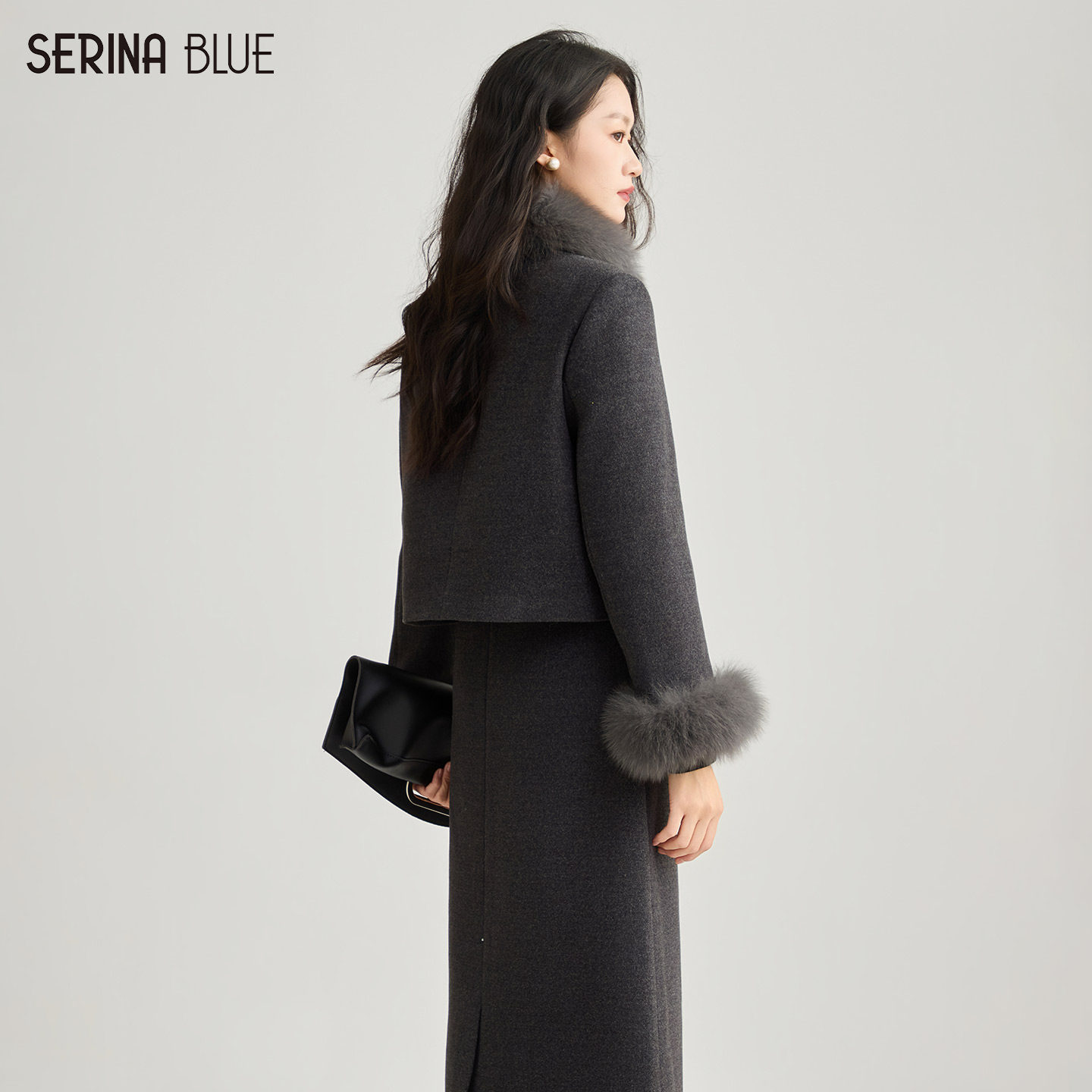 SeRinaBlue商场同款2026春季新款小香风羽绒套装女毛呢外套两件套,淘宝优惠券,粉丝福利购,淘宝优惠卷