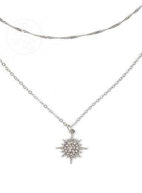 。Mothers Day gift Diamond Sunflower multi-layer Necklace a