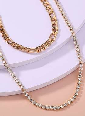 Fashionable and simple multi-layer diamond inlaid thick chai