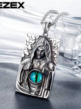 -P0214-NK01 Personality Retro Wizard Ghost Eyeball Mens Tit