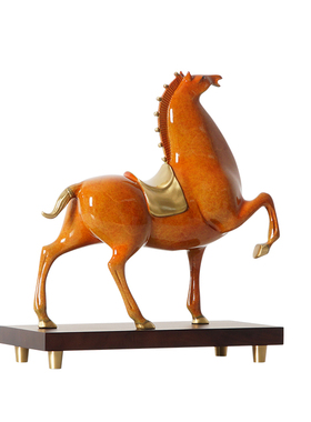 极速招财纯铜马新中式摆件《一马当先》家居办公室铜雕开业装饰礼