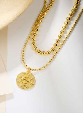 New Double Bead Chain Snake Pattern Necklace Personality Sim