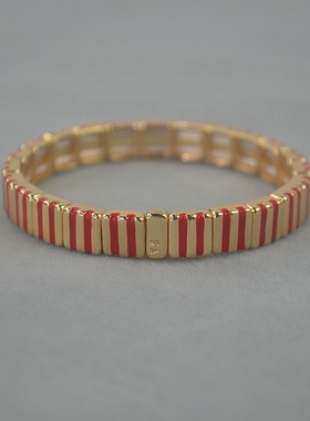 RA   镀金 红色珐瑯 弹力  手镯