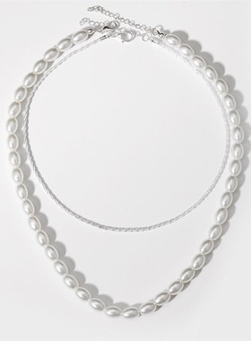 Girls double-layer clavicle chain pearl sky star necklace