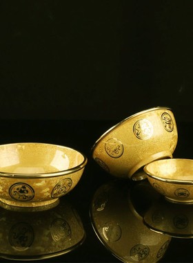 速发铜碗纯铜结杯神佛家用加厚斋碗八吉祥八供供水晶油碗油灯供台