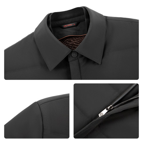 【可脱卸兔毛内胆】柒牌尼克服男士翻领轻微弹百搭保暖舒适外套男 - 图2