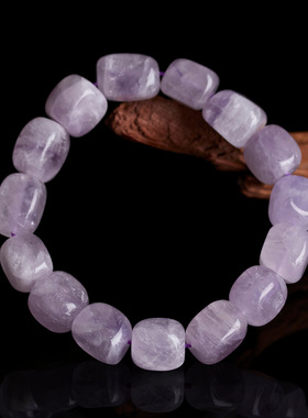 柏利来天然薰衣草紫水晶随形方糖手链清新时尚百搭浪漫紫女士手链