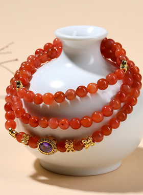 天然南红玛瑙多圈手链