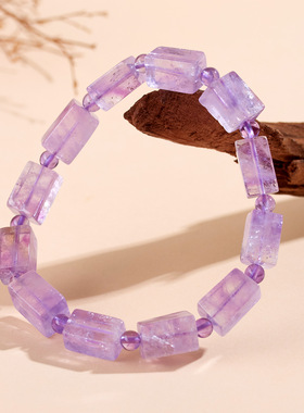 天然紫水晶随形方糖单圈手链