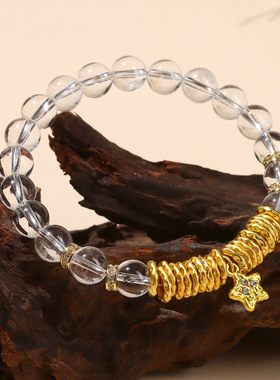 柏利来天然白水晶盘缠星星手链女时尚原创国风小红书抖音热销手链