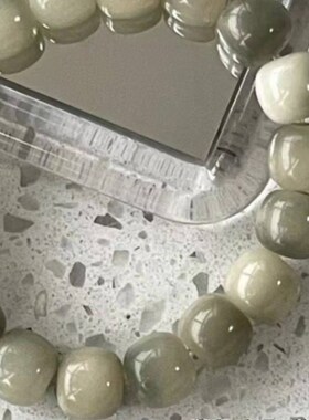 速发适合生盘的手串纯奶绿飘花渐层白玉菩提根绕指柔文玩孩子