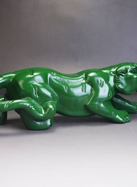 速发绿色木雕老二摆件雕木质实刻十虎生肖虎青色工艺品招财虎摆件