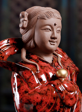 速发善财童子龙金童玉娃娃一对家瓷摆音菩萨佛像招财居陶供奉观件