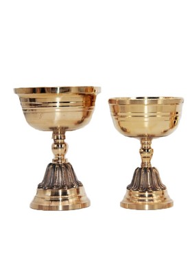 速发 桌面摆件佛灯花脚酥油灯铜黄座烛台供供固体油食用油