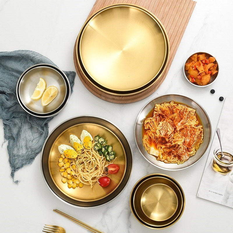 速发04不锈钢韩式酱形色米饭碗圆料金碟泡菜碟料理调料碟小菜碟盘 - 图1